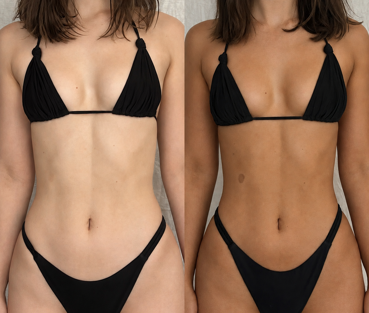Before and after tanning results